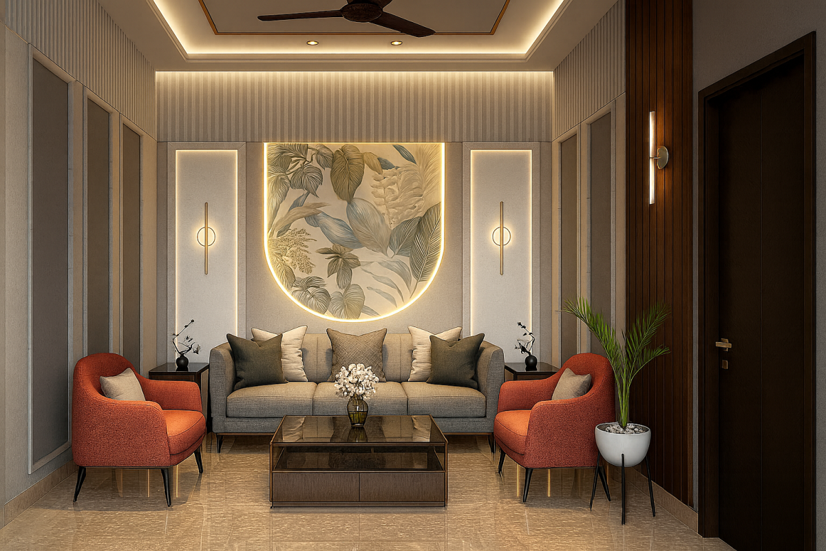 drawing room interior of residence at hardoi, uttar pradesh